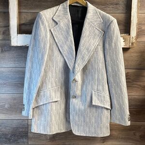 Moe Serchuck Men’s Dress Suit Coat,Gray and White, Vintage